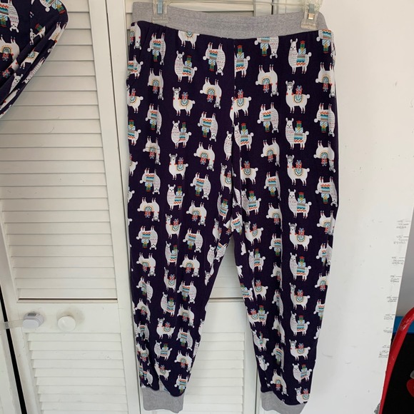 Cuddl Duds Henley Pajama 2 Piece Set Llama Gifts Womens M Joggers Pockets Purple - Picture 7 of 13